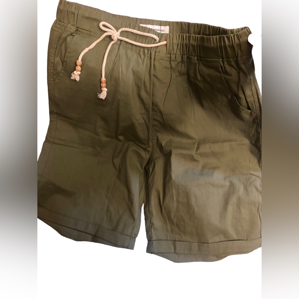 Men's Boho Linen Shorts Casual Classic Fit Short Leisure Vacation Army Green NEW